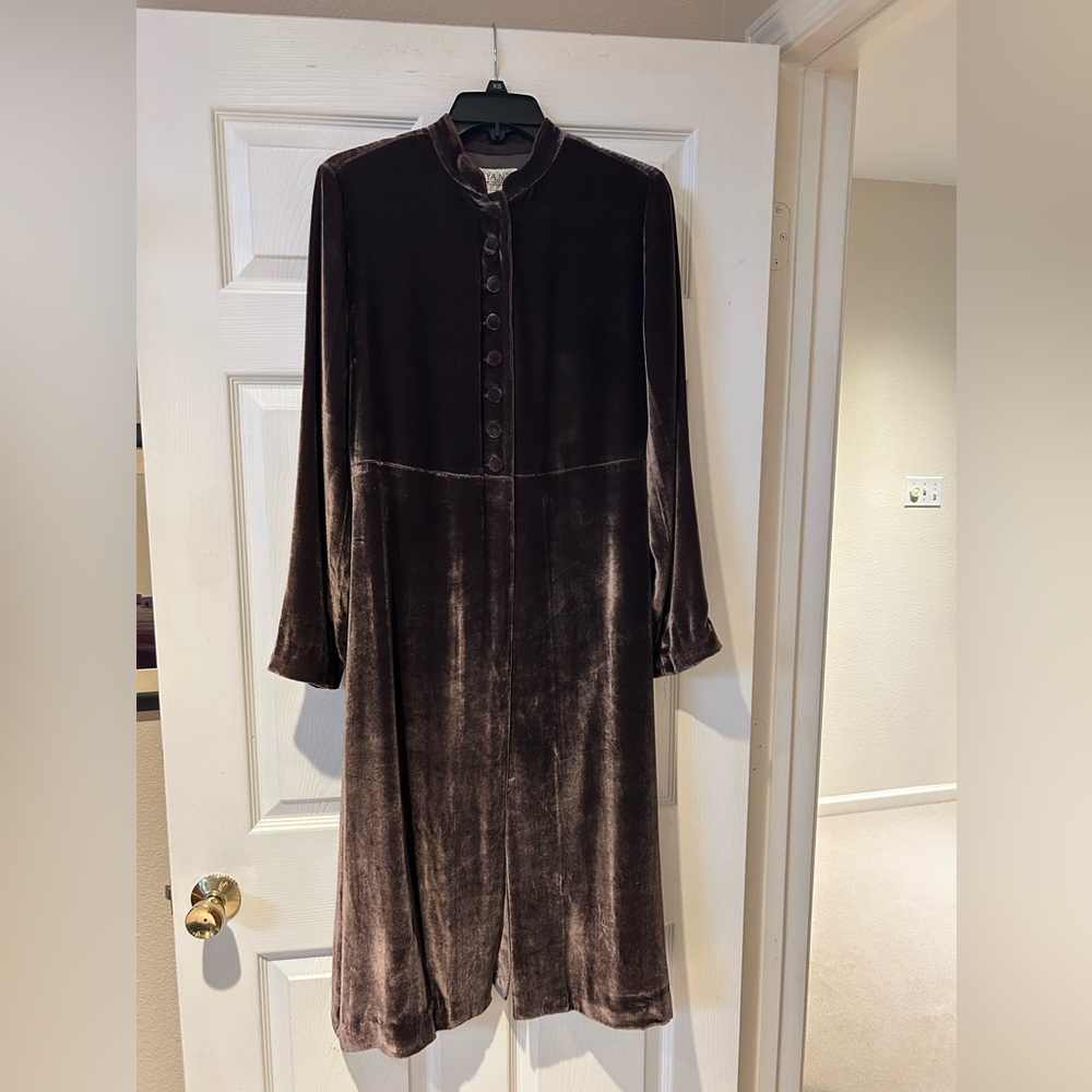 Ryan Michael Long Sleeve Velvet Dress in Rich Brown